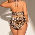 thumbnail image 5 of Top-kevin Women's Plus Size Leopard 2 Piece Bikini Sets Triangle Halter String Swimsuit, 5 of 8