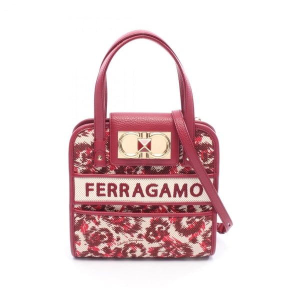 Pre-Owned Salvatore Ferragamo Double Gancini Iconic Mini Handbag, Canvas and Leather,... (Good)