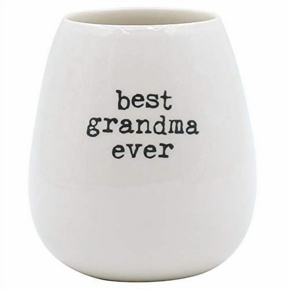 BEST GRANDMA EVER Ceramic Stemless Wine Glass - Gift for Mother's Day Birthday