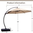 thumbnail image 6 of LAUSAINT HOME 11 FT Outdoor Patio Umbrella with Base, Aluminum Cantilever Umbrella with Crank, Champagne, 6 of 7