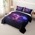 thumbnail image 3 of Homewish Death Skull Quilt Full,Skeleton Halloween Full Bedspread Sets,Red Blue,3 Pieces, 3 of 7