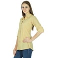 thumbnail image 3 of Top Cotton Shirt Long Sleeve Solid Short Kurta Women Clothing, 3 of 4