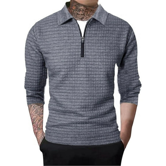 Men's Quarter Zip Knit Sweater Neck Casual Pullover Ribbed Edge Comfortable Stylish Warm Winter Top Mens Casual Crew Neck Basic Tees