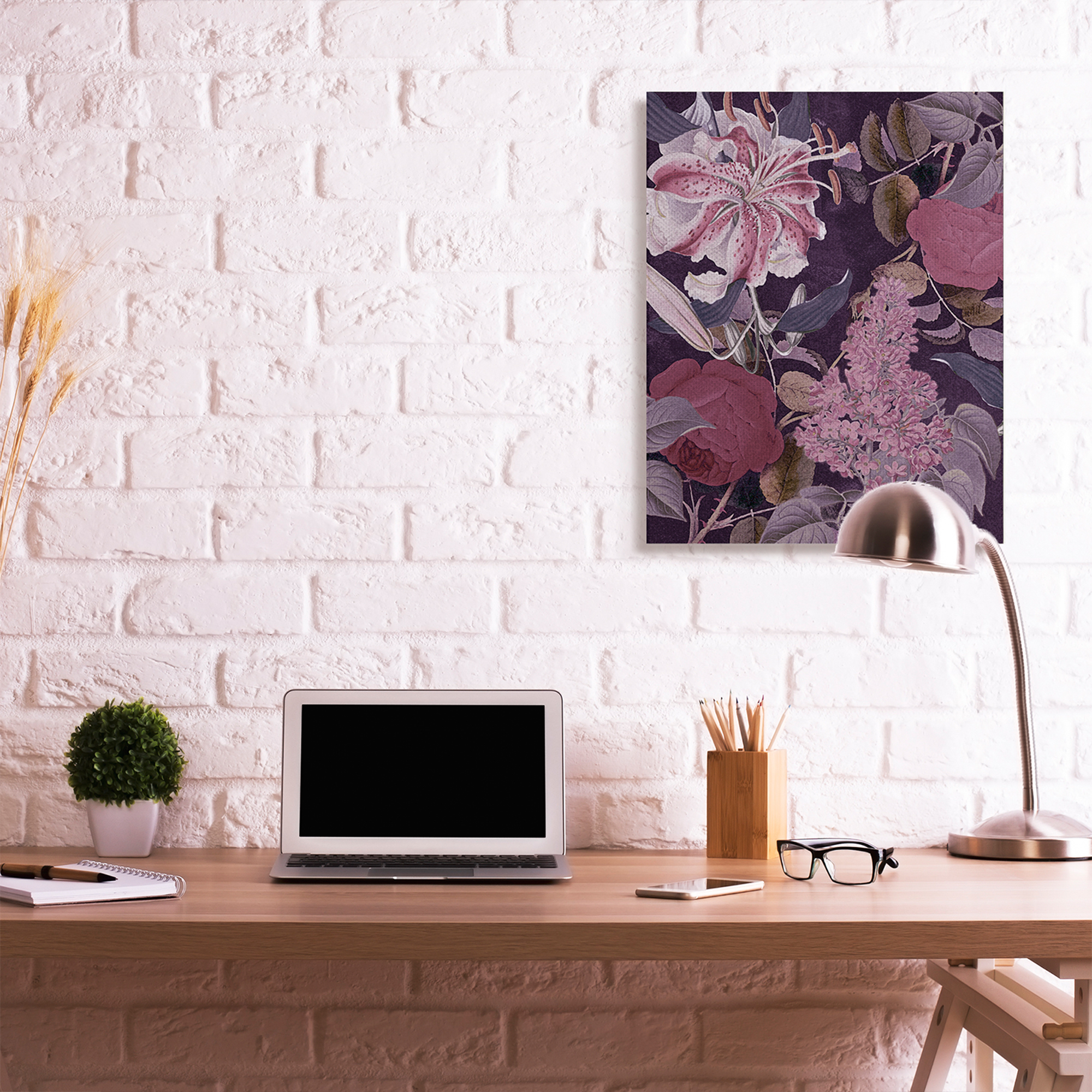 Stupell Industries Vintage Purple Bohemian Floral Illustration Canvas Wall Art by Daphne Polselli