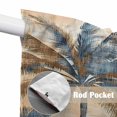 thumbnail image 2 of Navy Blue Brown Kitchen Window Curtains, Swag Curtains Valance for Bedroom Living Room Bathroom, Tropical Botanical Palm Leaves Retro Rod Pocket Window Treatment Curtain Block Drapes 2 Panels 36"x63", 2 of 7