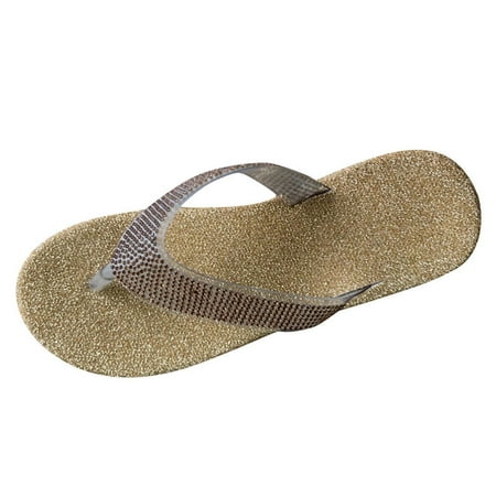 

YanHoo Dressy Flip-flops Womens Rhinestone Clip Toe Flat Sandals Summer Casual Slippers Shoes for Beach Travel