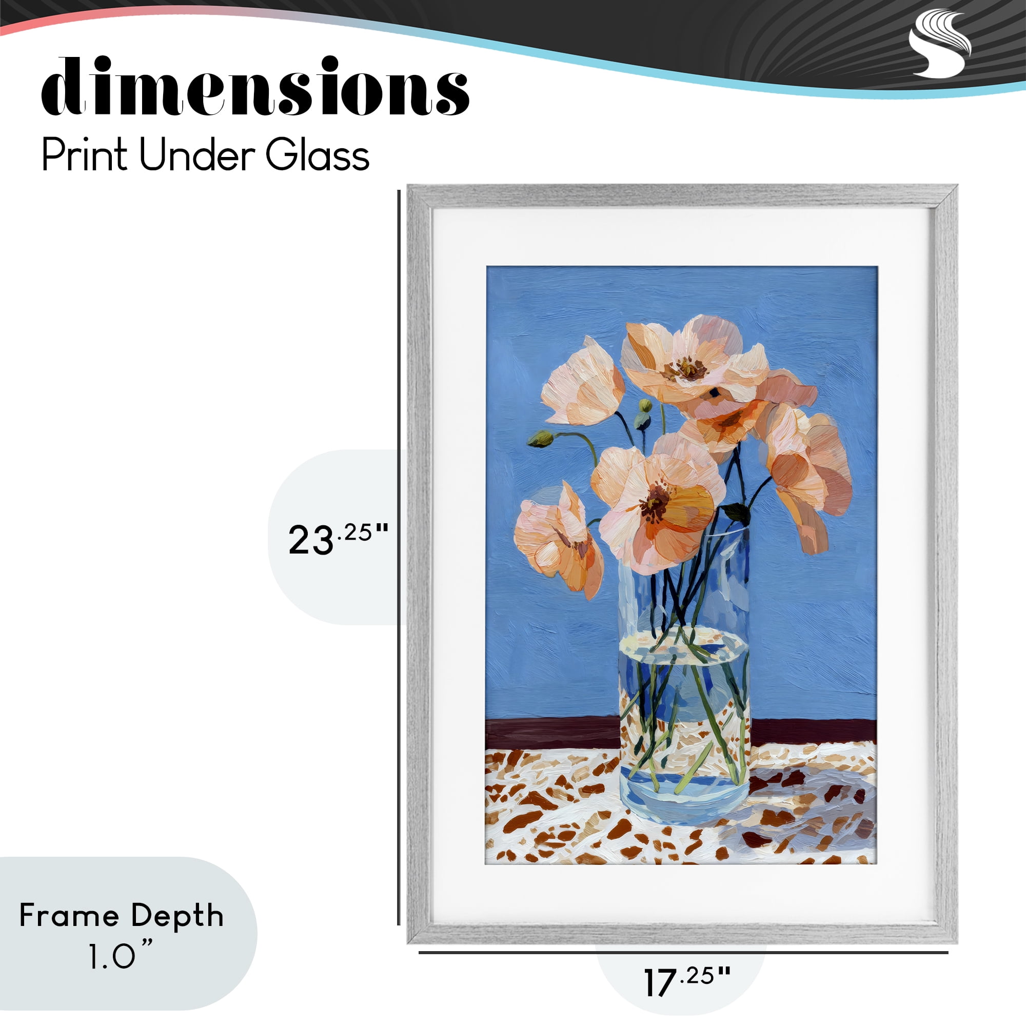 Stupell Industries Bright And Pink Poppies Gray Framed Print Under Glass, design by Petal Prints Design