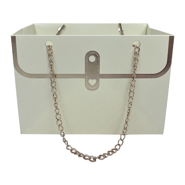 Caja de regalo de papel con flores y cadena de metal para guardar ramos, bolso pequeño de floristería, bolsa de regalo para bodas, fiestas, cumpleaños, Día de la Madre, despedidas de soltera.