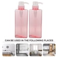 thumbnail image 4 of KAKOWELY 2PCS 650ML Four-square Emulsion Bottle Body Wash Shampoo Pump Bottle Portable Refillable Hand Soap Dispenser Bottle Large Capacity Lotion Bottle for Home Hotel Use(Pink),2.64"X2.64"X7.87", 4 of 5