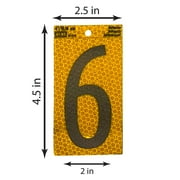 (2 pack) HY-KO 4 Yellow Self-Adhesive Reflective Number 6