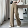 thumbnail image 3 of Fiaer,Women's Wide Leg Business Dressy Pants,Plus Size Casual Straight Trousers for Women,Ladies High Waist Loose Fit Trendy Joggers with Pockets Khaki XL, 3 of 5