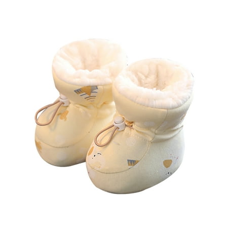 

Daeful Infant Baby Crib Shoes Prewalker Stay On Socks First Walkers Cotton Boots Warm Lightweight Winter Bootie House Booties Yellow Elephant 4C