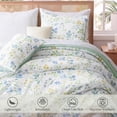 thumbnail image 5 of Exclusivo Mezcla Floral Queen Comforter Set, 3 Pieces Queen Size Lightweight Bedding Comforters, White Botanical Flowers Pattern, 5 of 7
