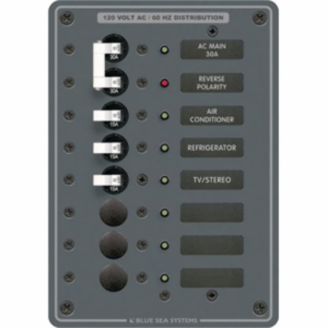 Panel Blue Sea Systems 8027 Tradicional Metal AC Main + 6 Pos