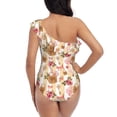 thumbnail image 5 of Goofa Key Lock And Flowers Pattern Women's One Piece Swimsuits Tummy Control Bathing Suits Asymmetric One Shoulder Swimwear-XX-Large, 5 of 6