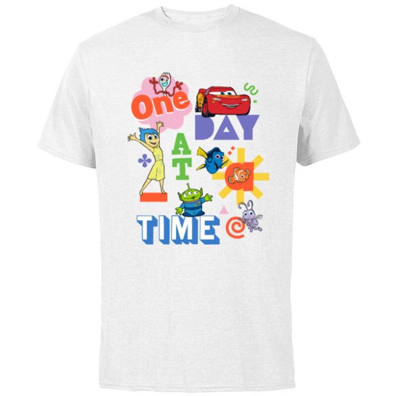 Disney PIXAR Feelin’ Fine One Day At A Time - Short Sleeve Cotton T-Shirt for Adults - Customized-White