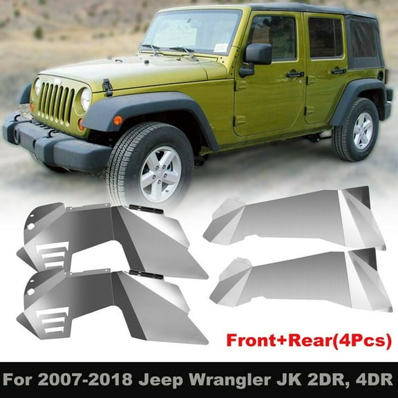 Front & Rear Inner Fender Liner Flares Kit for 2007-2018 Jeep Wrangler JK JKU 4 Pcs| Color DIY