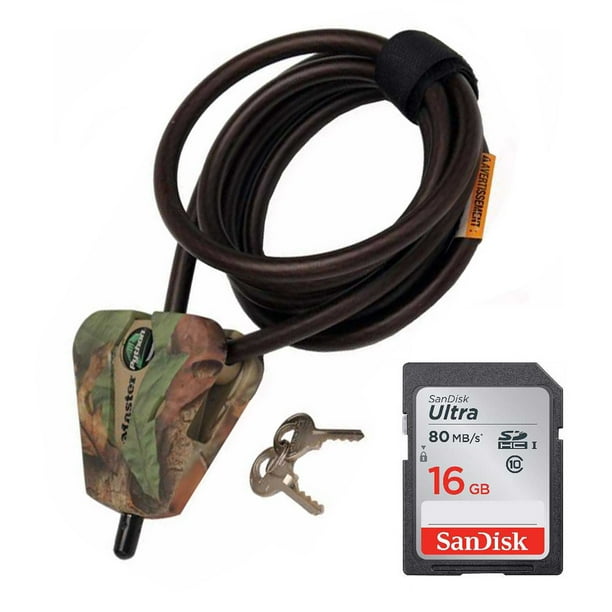 Master lock python 6 ft cable lock and 16gb sd card for any trail camera walmart 