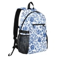 thumbnail image 2 of JIALIOU 14" Laptop Backpack Waterproof Airline Approved Stylish Casual Daypack for Travel Business College Work, Blue and White Porcelain Floral, 2 of 8