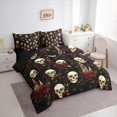thumbnail image 2 of Feelyou Boho Skull Red Rose Twin Bedding, Spooky Vintage Church Scene Bedding Comforter Set, Black, Black Reversible, 7-Piece, 2 of 7