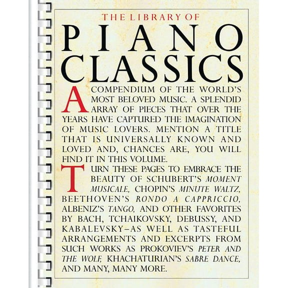 Library of Series The Library of Piano Classics - Piano Sheet Music Book - Classical Piano Book, (Paperback)