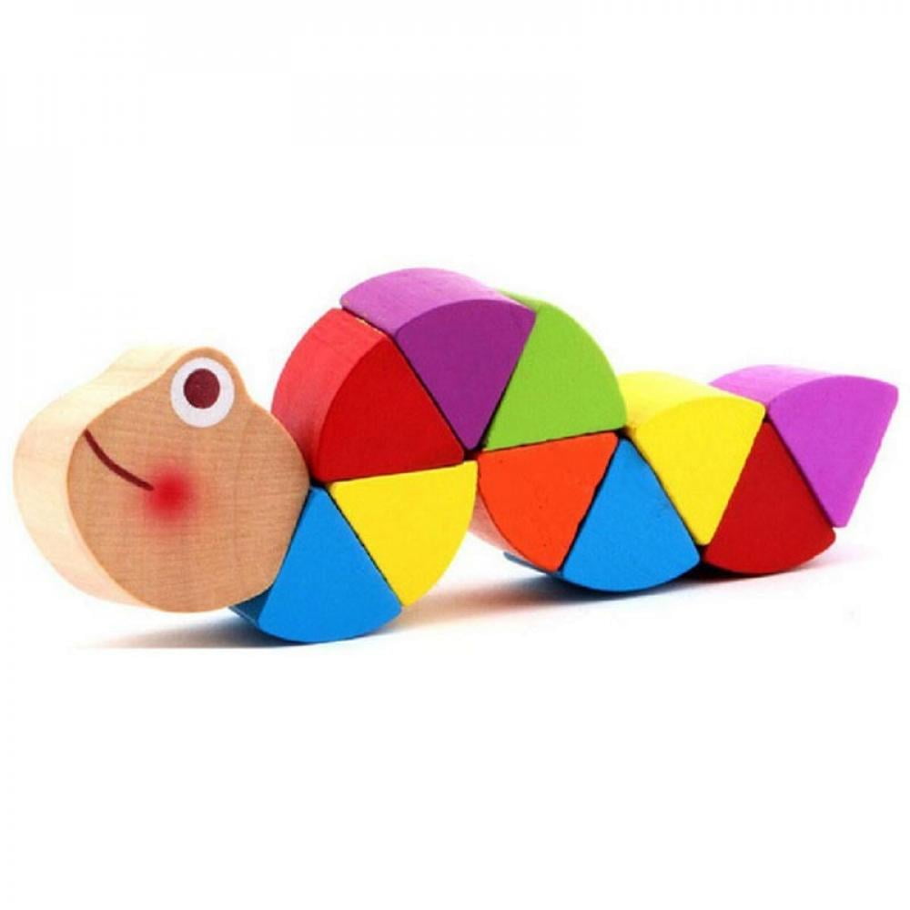 Cute Crocodile Gift Puzzles Educational Baby Caterpillars Wooden Toy 