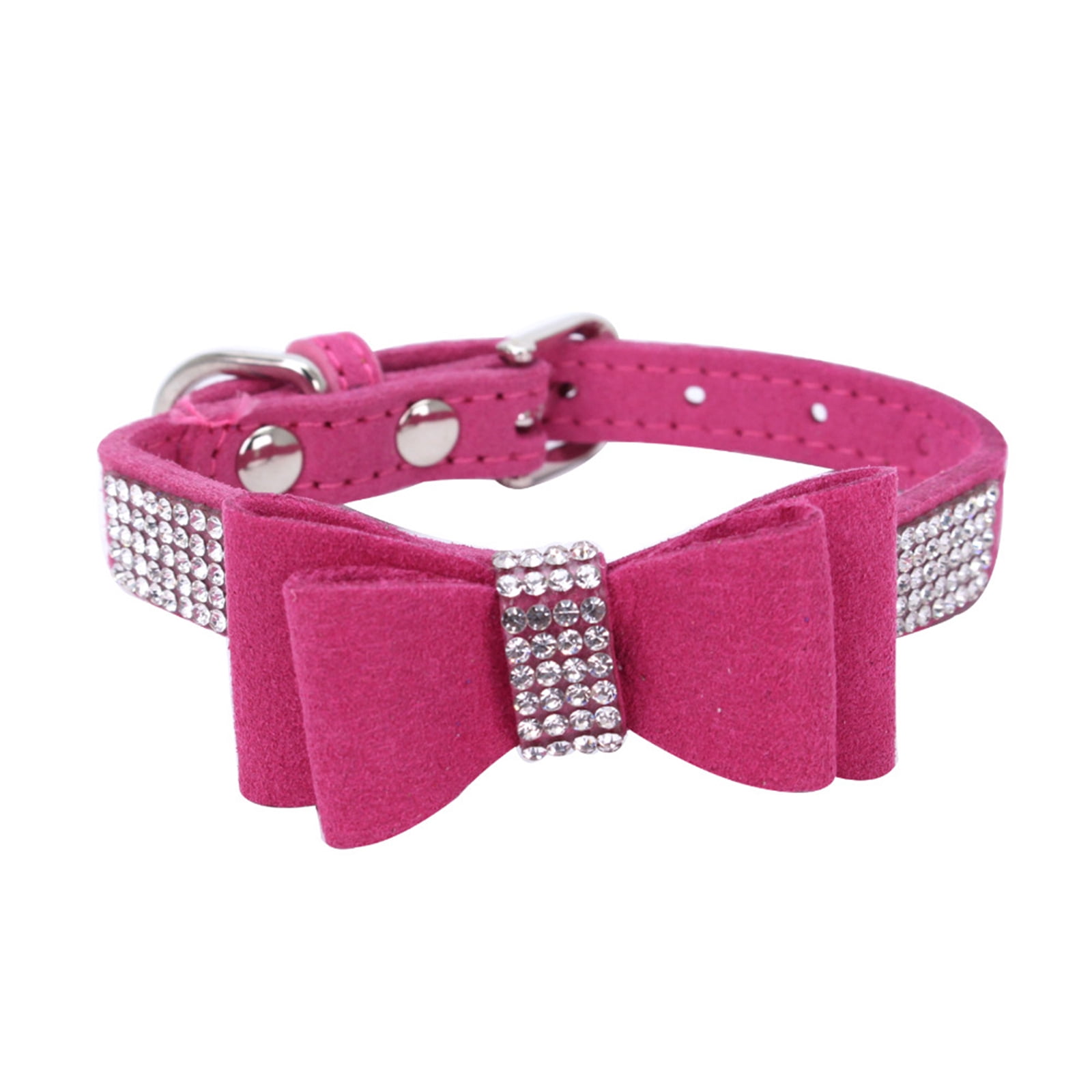 SKULL Diamond Crystal Rhinestone Leather Dog Cat Collar Puppy Blink Pink  Cutie