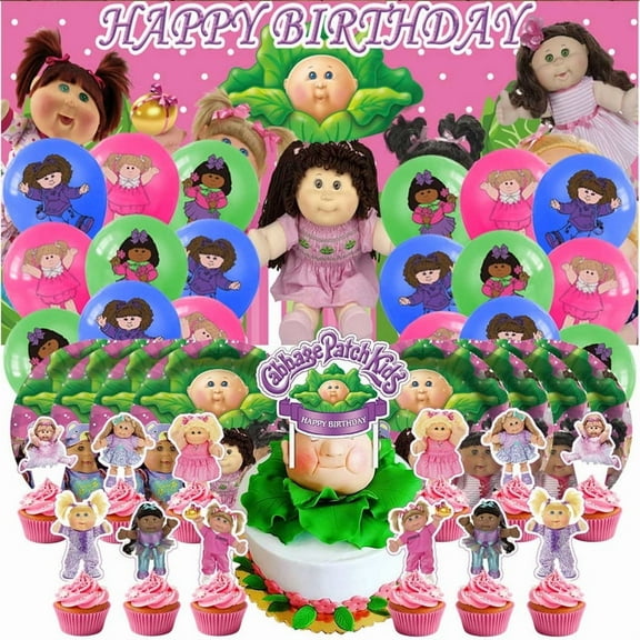 Cabbage Birthday Party Supplies Balloons Paper Plates Decoration Cake Topper Decor Tableware Banner Backdrop