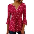 thumbnail image 2 of Missing Items From Delivery Three Quarter Sleeve Tops Woman Floral Button Down V Neck T Shirts Loose Fit Trendy Summer Tops 2025 Dressy Casual Blouses Soft Comfy Basic Tees Flash, 2 of 5