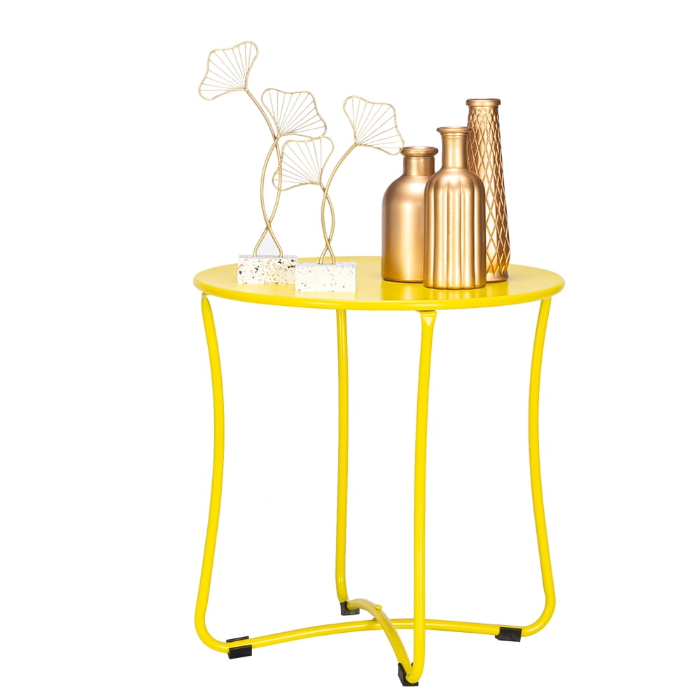 Kepooman Coffee Table, Round Metal Accent Table, Sofa Table, Rust-proof and Waterproof Accent Coffee Table, Outdoor and Indoor Snack Table, Golden Kepooman Coffee Table, Round Metal Accent Table, Sofa Table, Rust-proof and Waterproof Accent Coffee Table, Outdoor and Indoor Snack Table, Golden