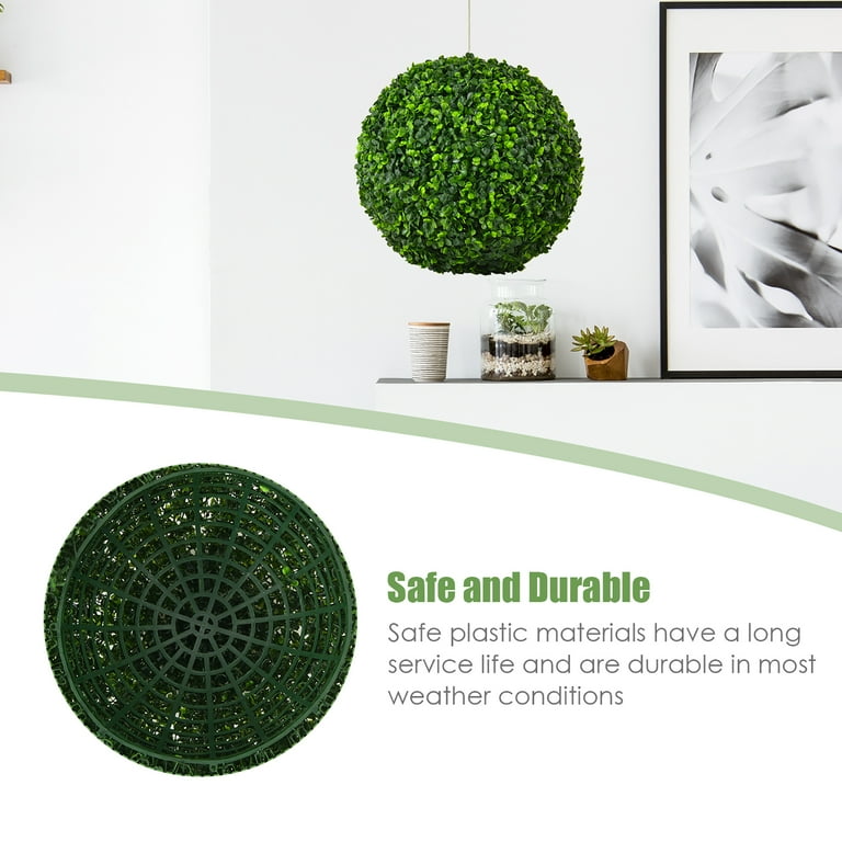 Costway 2 PCS 15.7'' UV Protected Artificial Boxwood Topiary
