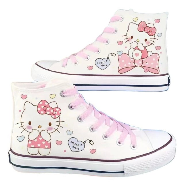 Nuevos zapatos de lona estampados con patrón de dibujos animados de gato, zapatos de moda para amantes del patrón de dibujos animados bidimensionales