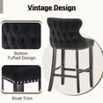 thumbnail image 2 of Bar Stools Set of 2, LegaHome 26" Counter Height Bar Stools with Back Sets of 2, Velvet Upholstered Bar Stool with Button Tufted & Nailhead Trim, Counter Stool for 35-39" Kitchen Island, Black, 2 of 8