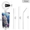 thumbnail image 3 of SKYSONIC Space Cat Tumbler Stainless Steel Double Wall Vacuum Reusable Insulated Mug with Straw and Built-in Coaste for Cold and Hot Beverages, 20oz, 3 of 7