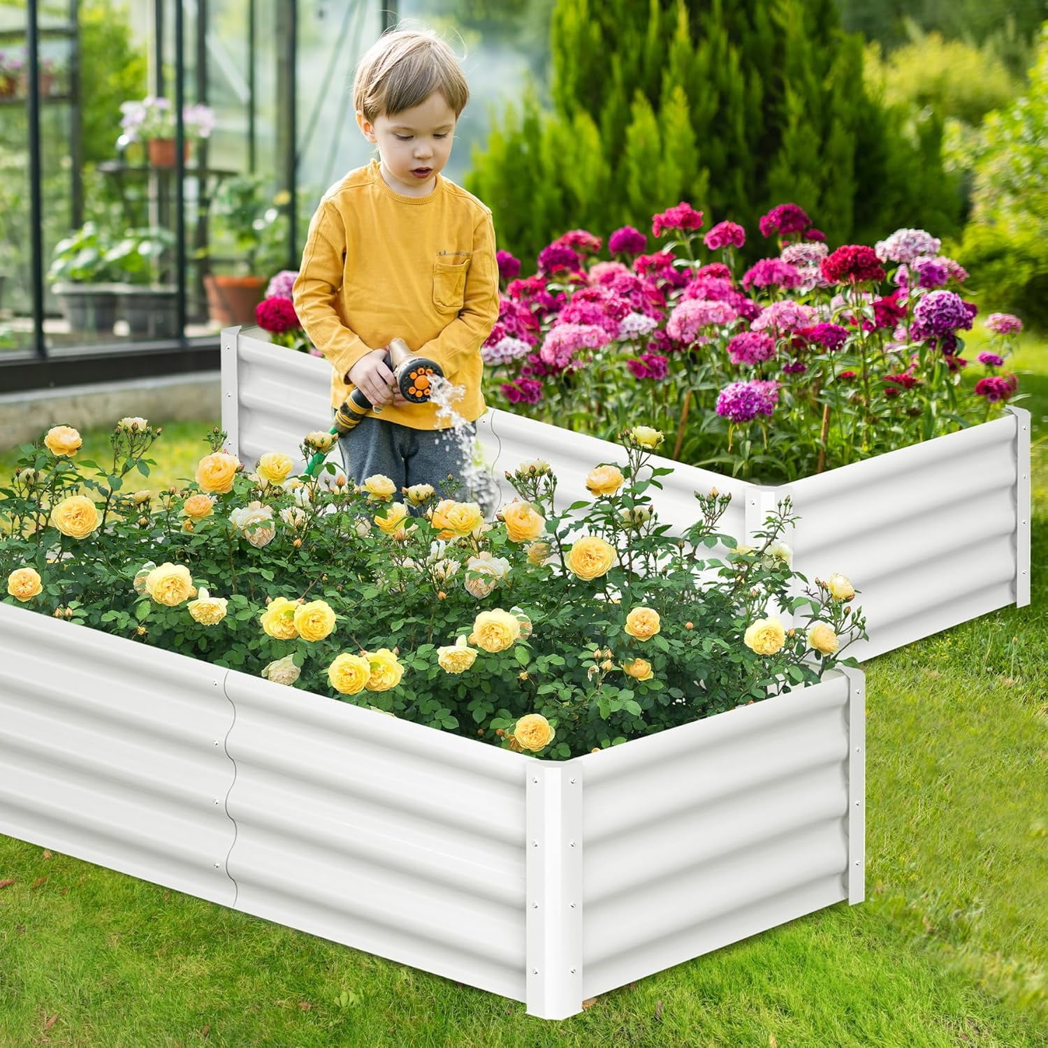 Galvanized Raised Garden Bed,Outdoor Planter Box Metal Patio Kit,Outdoor Rectangular Metal Planter,Planting Bed for Vegetables Flowers Herb