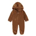 thumbnail image 3 of Aayomet Baby Winter Romper Toddler Baby Girl Boy Outfit Pumpkin Sweatshirt Oversized Onesie Bubble Romper Sweater Clothes,Brown 3-6 Months, 3 of 5