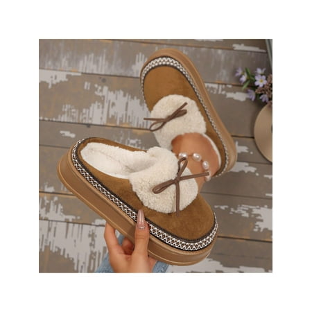 Womens Winter Slippers – Thick Flat Suede Shearling Shoes: Warm & Comfy Snow Boots Womens Winter Slippers – Thick Flat Suede Shearling Shoes: Warm & Comfy Snow Boots