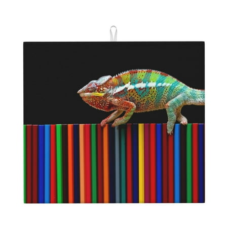 

Naloa Chameleon Panther On Colored Pencils Dish Drying Mat for Kitchen Counter Heat Resistant Drainer Mats Absorbent Draining Mat Dish Rack Pad 16 x18