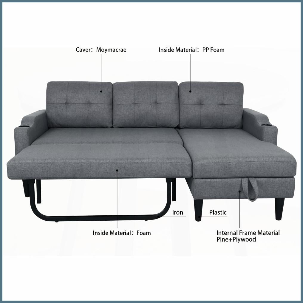 Modern Fabric Loveseat Sofa for Living Room with Built-in Storage