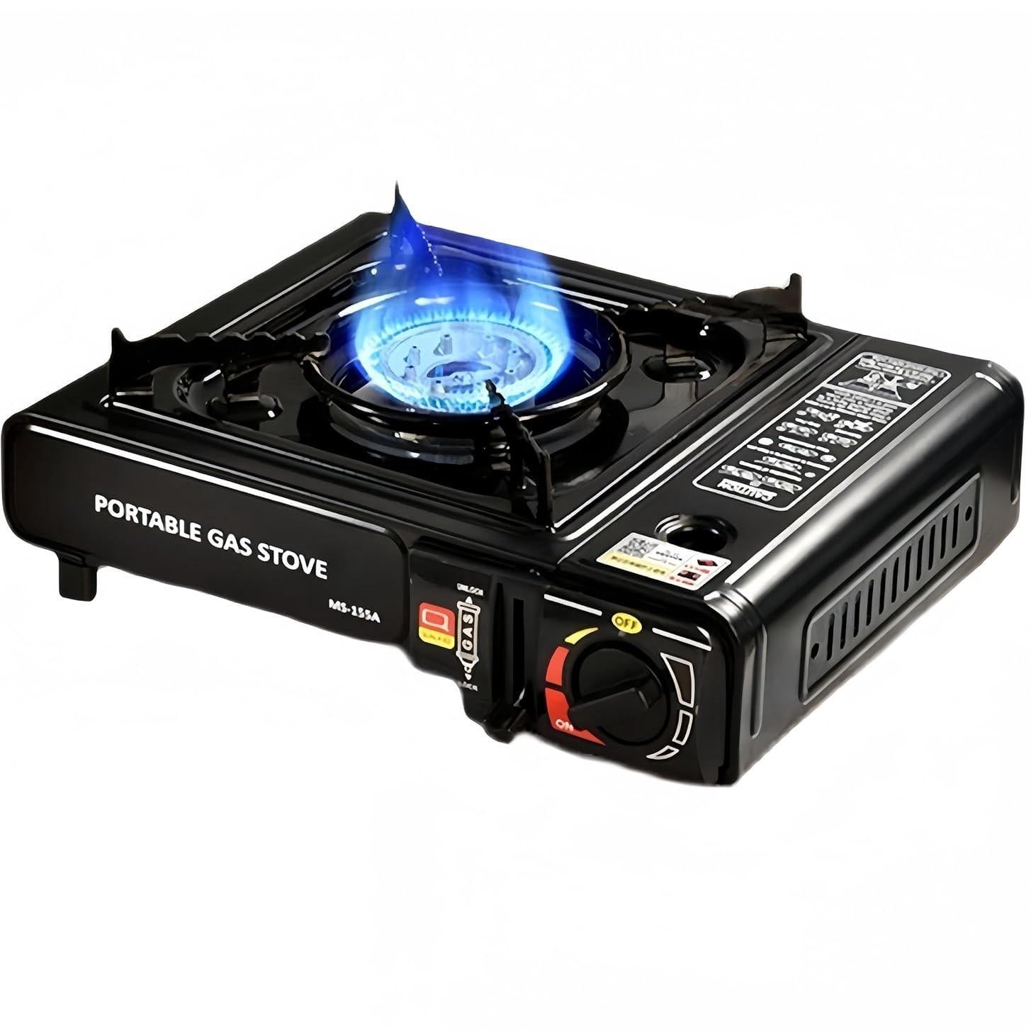 Portable Camping Stove, Black 1 Burner Butane Gas Stove, Tabletop Portable Butane Gas Camping Stove, Precise Heat Control, for Camping & Tailgating and Outdoor Cooking