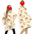 thumbnail image 1 of goowrom Family Cartoon Digital Printing Lamb Wool Warm Hooded Blanket, 1 of 10