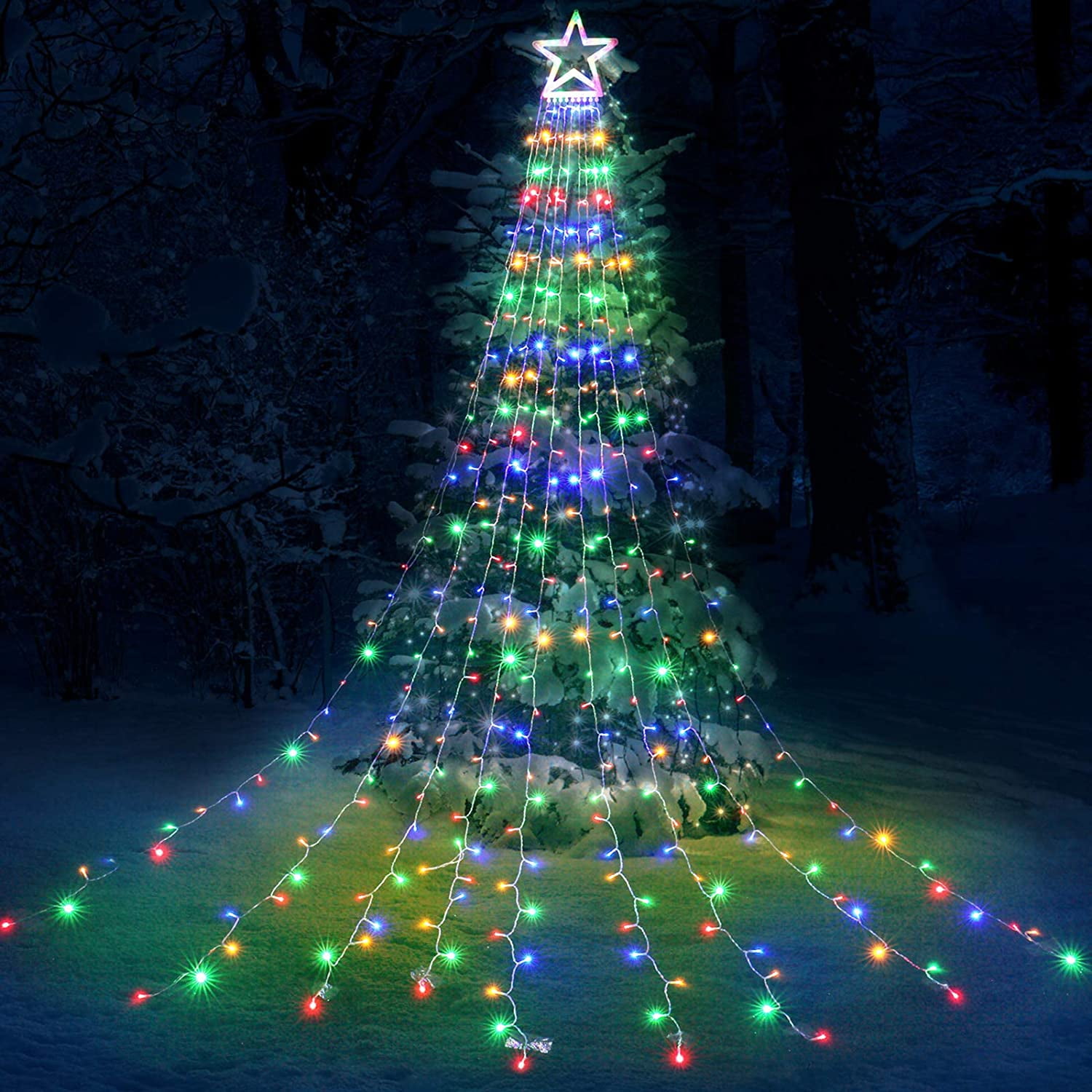 Cheerpupo Christmas Lights 317 Led 10ft X 9 Outdoor Christmas Decorations Lights With 12 Topper Star 8 Lighting Modes Outside Christmas Tree Lights
