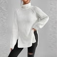 thumbnail image 5 of Oversized Winter Sweater Women High Neck Polyester Knit Top Thick Pullover Long Sleeves Cable Weaving Casual Loose Fit, 5 of 7