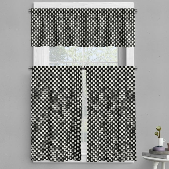 Ambesonne Vintage Valance & Curtain, Minimalist Whimsical Shapes, 55"x24", Charcoal Grey White