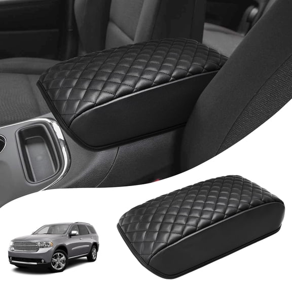 KBH Center Console Armrest Cover for Jeep Grand Cherokee & Dodge Durango 2011-2021, Black Leather Middle Console Cover Cushion Pad for Car Accessories Interior