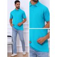 thumbnail image 5 of DARING DIVA Men's Solid Stretch Short Sleeve Slim Fit Golf Shirt M Bright Blue, 5 of 6