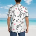 thumbnail image 6 of Balery Alpacas and Hearts Print Men's Hawaiian Shirts Short Sleeve Beach Shirt Relaxed Fit Vacation Button Down Shirts-Small, 6 of 9