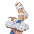 thumbnail image 4 of Xdegoge Womens Sandals Open Toe Sporty Gladiator Sandals Multi Straps Laser Cut Studded Ankle Buckle Arch Support Flatform Walking Shoes, 4 of 9
