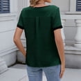 thumbnail image 4 of Gbsyewxs Womens Tops Short Sleeve V Neck Patchwork Breathable Summer T Shirts For Women Dark Green, 4 of 5