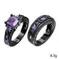 thumbnail image 3 of Womens Heart Shaped Alloy Ring Set Electroplated Black Gold Finish With Purple Zircon Stone Fashion Jewelry, 3 of 4